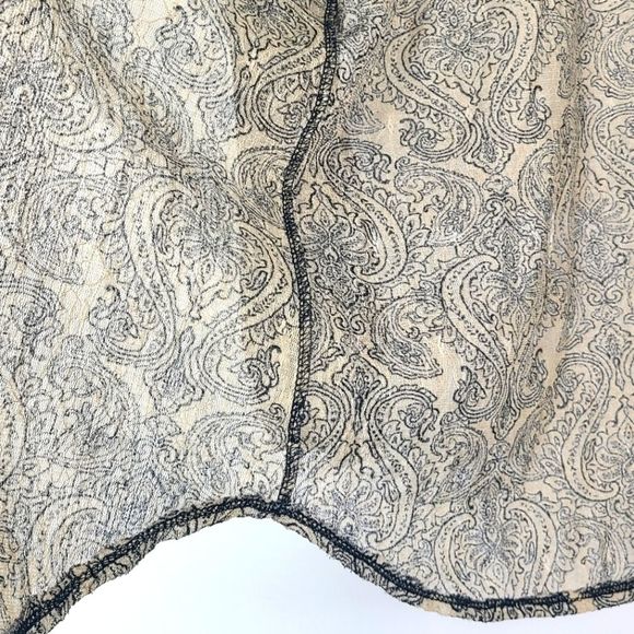 Perseption Concept Womens Semi Sheer Button Down Blouse Top Size Large Tan Black - Picture 12 of 16